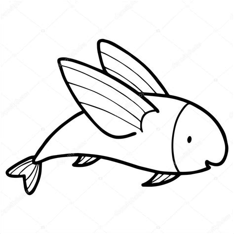 Dibujos: pez volador dibujo | Ilustración de vector de pez volador de ...
