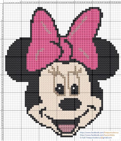 Dibujos Punto de Cruz Gratis: Minnie Mouse   Punto de cruz