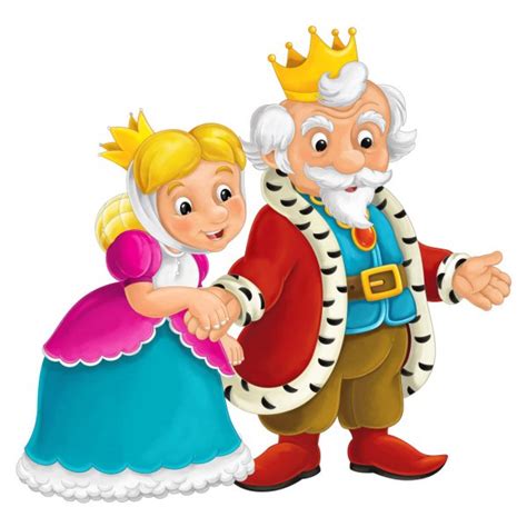 Dibujos: rey y reina animados | Escena aislada con rey y ...
