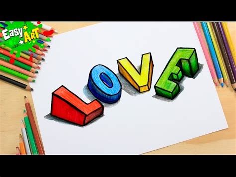 DIBUJOS│How to draw love 3D /Como dibujar love 4   YouTube