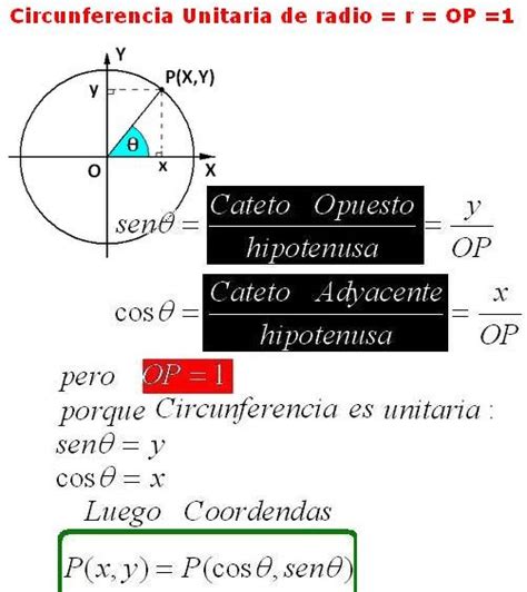 Diccionario Matematicas: Circunferencia Unitaria