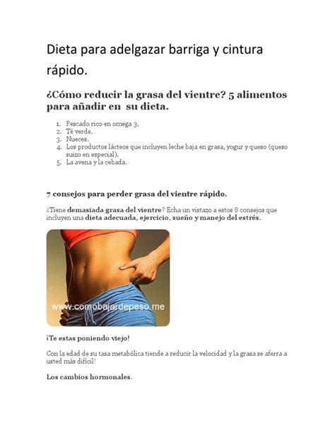 Dieta Para Adelgazar Barriga y Cintura Rápido.pdf | Ejercicio físico ...