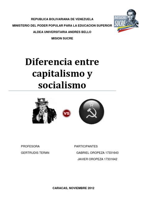 Diferencia Entre Capitalismo y Socialismo