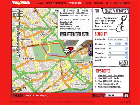 Digital Examples: Nike RunLondon Route Planner