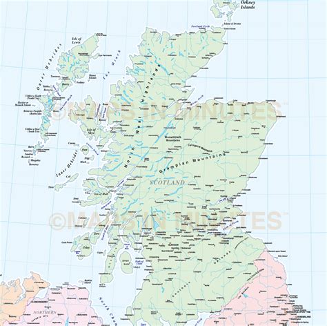 Digital vector British Isles map, Basic Country level ...