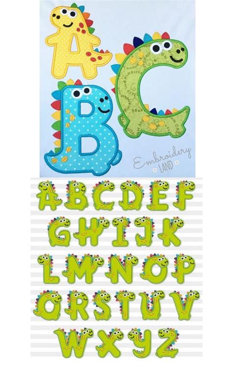 Dino Applique Alphabet 4 sizes Monogram Initials Dinosaur | Etsy | Cute ...
