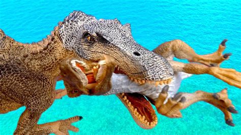 Dinosaur Fight SPINOSAURUS vs VELOCIRAPTORS Battle & Saves ...