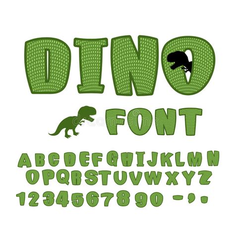 Dinosaurio ABC Fuente Del Reptil Prehistórico Cartas Verdes Textur ...