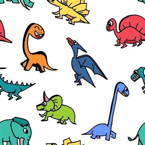 Dinosaurio Lindo Dibujo De Contorno Sin Costuras Para ...