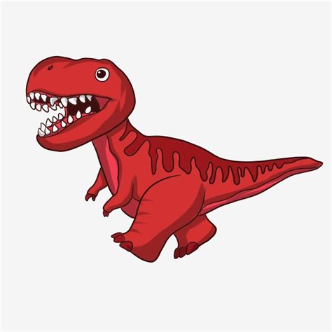 Dinosaurio Rojo Ilustración De Dibujos Animados Ilustración De Animales ...