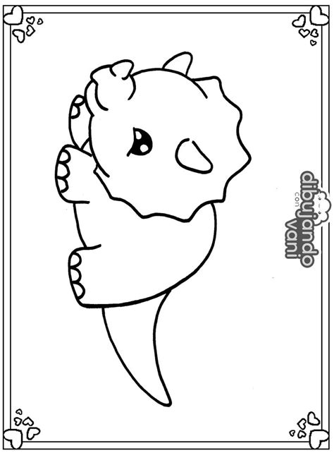 dinosaurio triceratops para imprimir kawaii   Dibujando ...