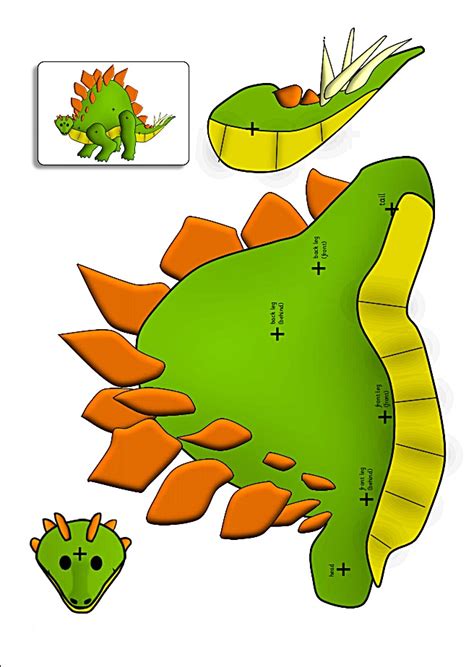 Dinosaurios articulados para recortar y armar   Colorear dibujos infantiles
