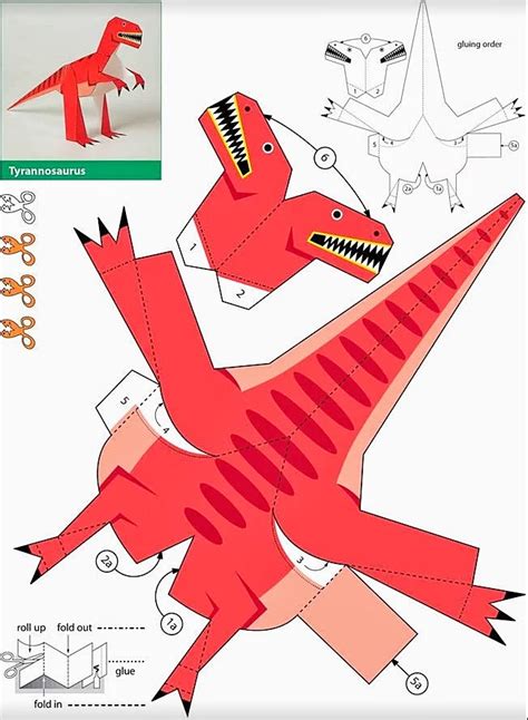 Dinosaurios articulados para recortar y armar   Colorear dibujos infantiles