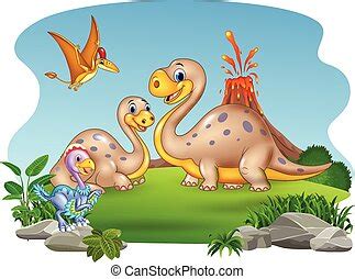 Dinosaurios con antecedentes. Ilustración del vector de la familia ...