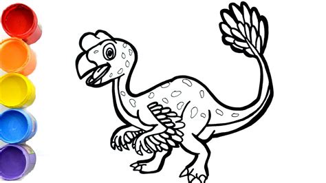 Dinosaurios para niños   Como dibujar y pintar un Oviraptor ...