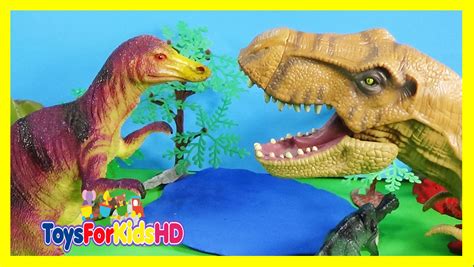 Dinosaurios para niños T Rex v/s Edmontosaurio   Videos de ...