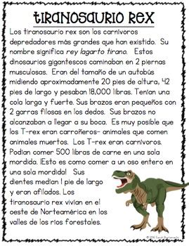 Dinosaurios Textos Informativos by La Colita de Rana | TpT
