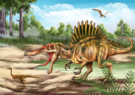 Dinossauro De Spinosaurus E De Velociraptor Ilustração ...