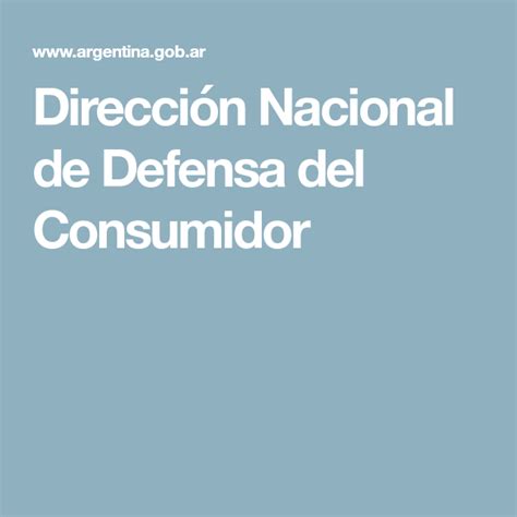 Dirección Nacional de Defensa del Consumidor | Defensa ...