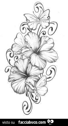 Disegno di fiori e farfalle   Facciabuco.com