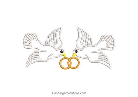 Diseño bordado palomas con anillos de boda   Descargar Diseños de Bordados