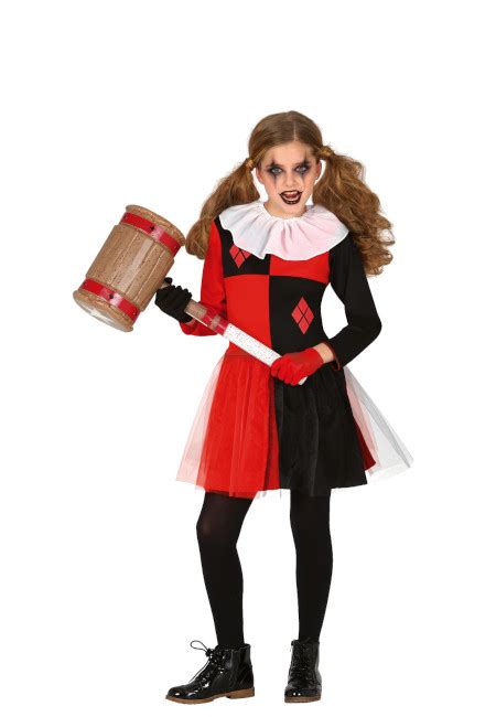 Disfraz de arlequín con rombos rojos para niña por 13,75