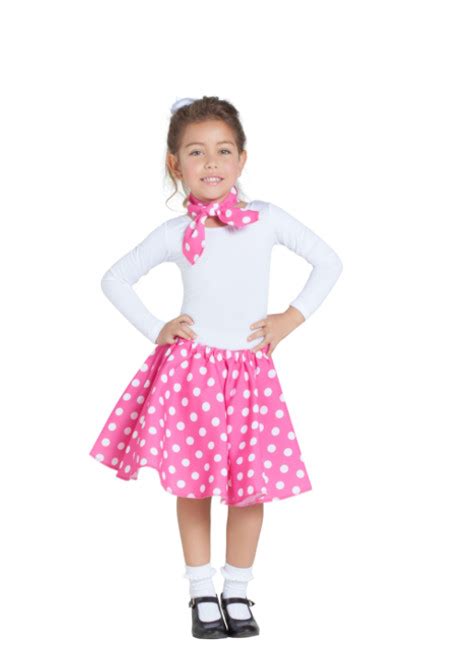 Disfraz de los años 50 con falda rosa para niña por 13,50