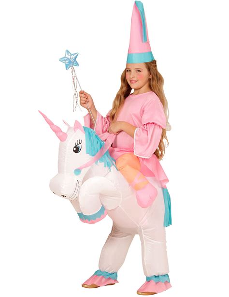 Disfraz de princesa con unicornio hinchable niña ...