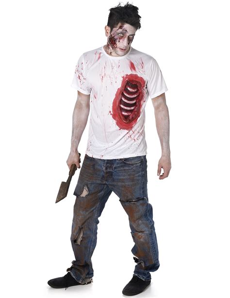 Disfraz de zombie con costillas de látex hombre Halloween ...