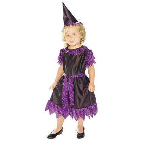 Disfraz Púrpura de Bruja con Telarañas para Niña   MiDisfraz