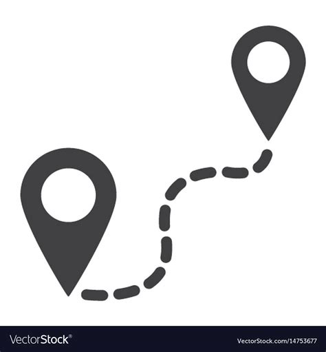 Distance solid icon navigation route map pointer Vector Image