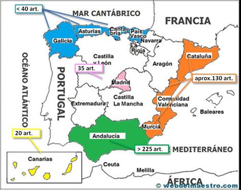 Distribución de artículos por la geografía española ...