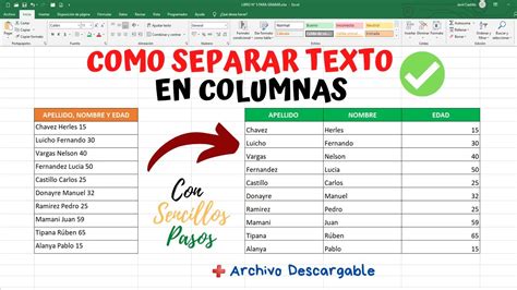 Dividir texto en columnas | Separar palabras en Excel ...