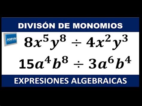 DIVISIÓN DE MONOMIOS CON EJEMPLOS RESUELTOS   YouTube