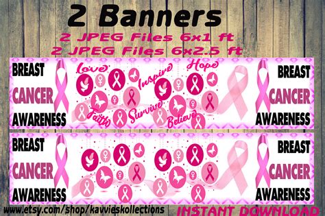 DIY Printable Breast Cancer Awareness Banner 6x1 ft and 6x2.5 | Etsy