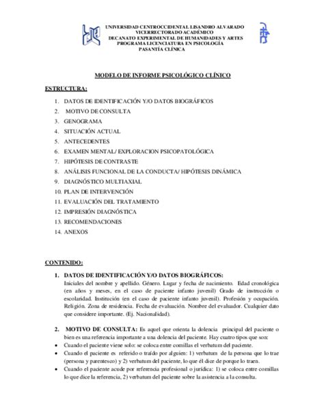 DOC  Modelo Informe Clinico Actualizado | yris carola ...