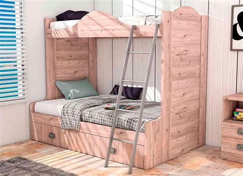 Dormitorio juvenil con litera en color roble | Rapimueble
