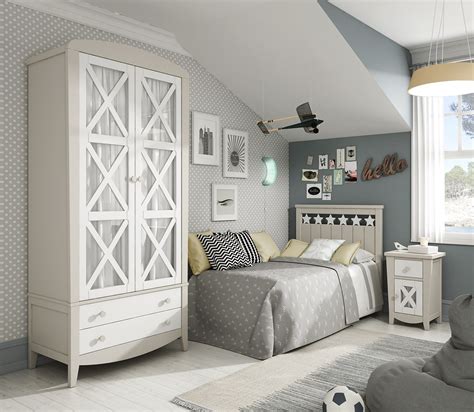 Dormitorio Juvenil en madera lacada gris   Muebles Capita