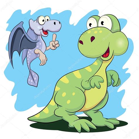 Dos dibujos animados de dinosaurios — Archivo Imágenes Vectoriales ...