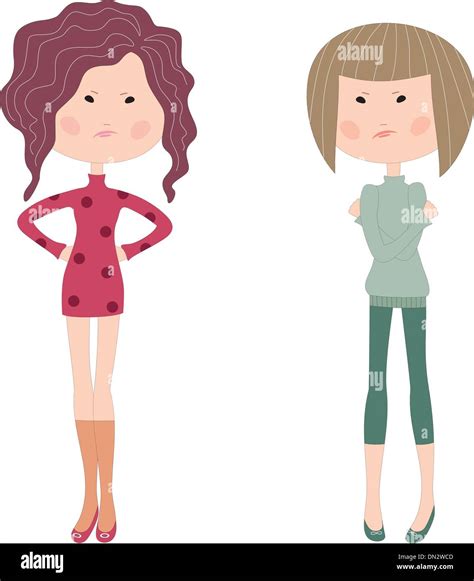 Dos niñas sombrío de dibujos animados Imagen Vector de stock   Alamy