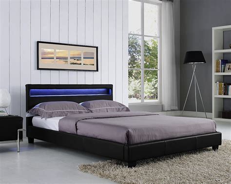 Double King Size Bed Frame LED Headboard Night Light and ...