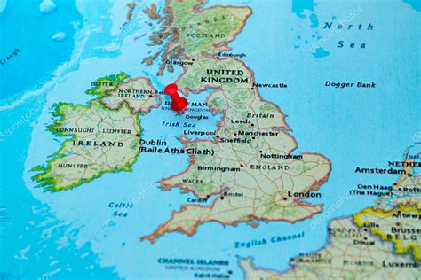Douglas, île de Man épinglé sur une carte de l Europe ...