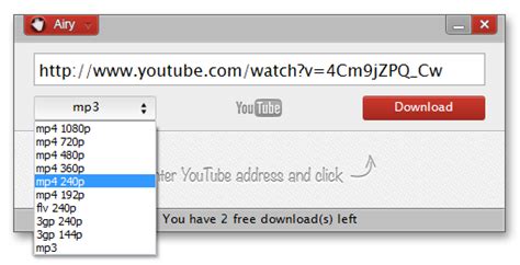Download MP3 sounds from YouTube with Airy YouTube Downloader