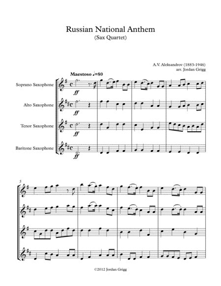 Download Russian National Anthem  Sax Quartet  Sheet Music ...