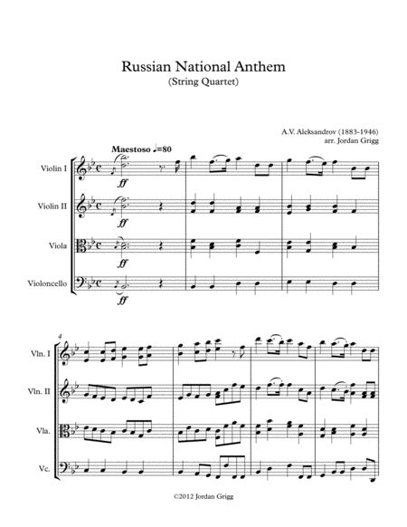 Download Russian National Anthem  String Quartet  Sheet ...