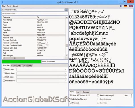 dp4 Font Viewer 3.2 [Visor de fuentes para Windows]   AccionglobalXSoft