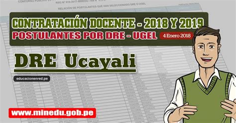 DRE Ucayali: Lista de Postulantes por UGEL DRE   Contrato Docente 2018 ...
