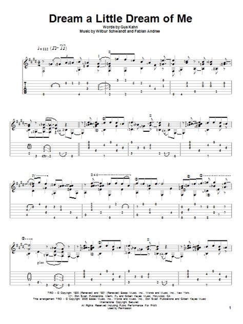 Dream A Little Dream Of Me Guitar Tab by The Mamas & The ...