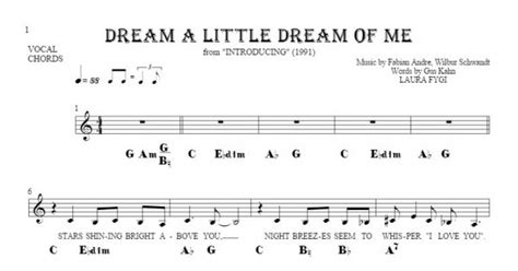 Dream a Little Dream of Me   Notes, lyrics and chords for ...