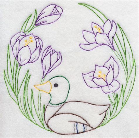 Duck and Flowers  Vintage  | Bordados en tela, Patrones de bordado ...
